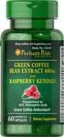 Puritan's Pride Green Coffee Bean 400 mg and Raspberry Ketone 100 mg-60 Capsules