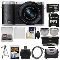 Samsung NX3000 Smart Wi-Fi Digital Camera with 20-50mm Lens & Flash (Black) with 32GB Card + Case + Battery + Tripod + Filter + Tele/Wide Lens Kit