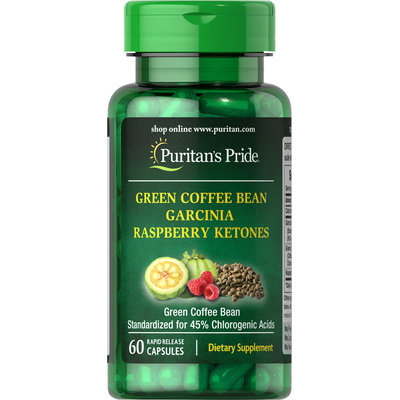 Puritan's Pride Garcinia, Green Coffee Bean & Raspberry Ketones-60 Capsules