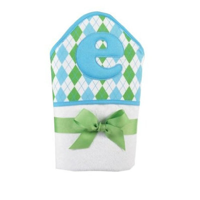 Mud Pie Initial Baby Boy Blue Initial Hooded Terry Towel, Letter E