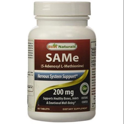 SAM-e 200 mg 60 Enteric Coated Tablets by Best Naturals - Dietary Supplement With 200 mg Active S-Adenosyl Methionine Pe