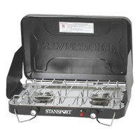 Stansport Two-Burner Stove -Piezo- W/ Drip Pan