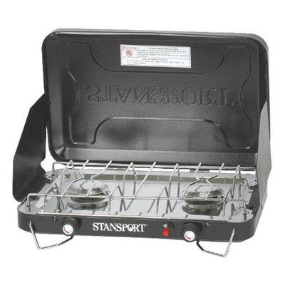 Stansport Two-Burner Stove -Piezo- W/ Drip Pan