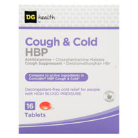 DG Health Cough & Cold HBP - Tablets, 16 ct