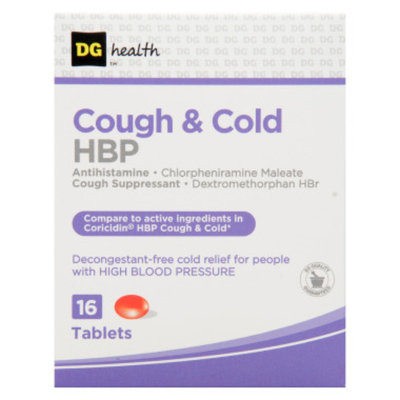 DG Health Cough & Cold HBP - Tablets, 16 ct