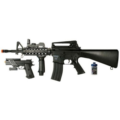 Soft Air M4 AEG Electric Powered Rifle/Spring Powered Pistol Airsoft Field Duty Kit (Clear)