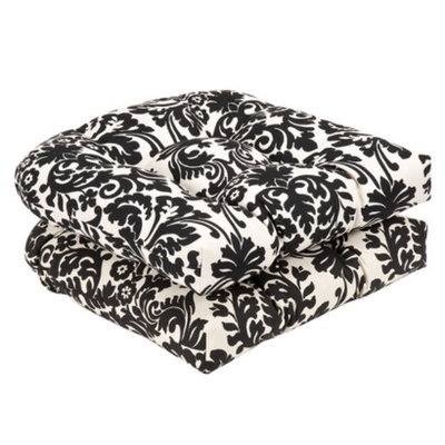 Pillow Perfect Outdoor 2-Piece Chair Cushion Set - Black/White Floral