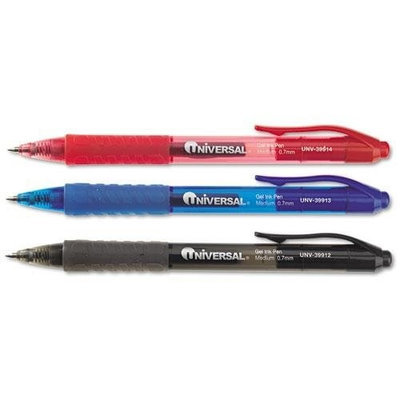 Universal Office Products Roller Ball Retractable Gel Pen, Red Ink, Medium, Dozen