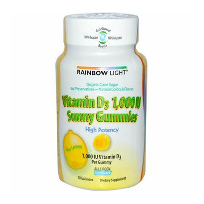 Rainbow Light Vitamin D Sunny Gummies Sour Lemon 1000 IU 50 Gummies