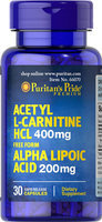 Puritan's Pride 2 Units of Acetyl L-Carnitine 400 mg with Alpha Lipoic Acid 200 mg-30-Capsules