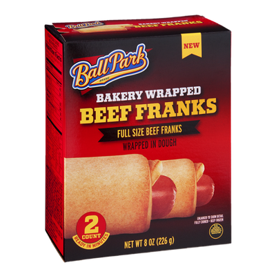 Ball Park Beef Franks Bakery Wrapped - 2 CT
