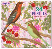 24 Pieces Birds & Berries Colored Pencils in Tin