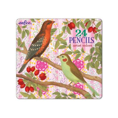 24 Pieces Birds & Berries Colored Pencils in Tin