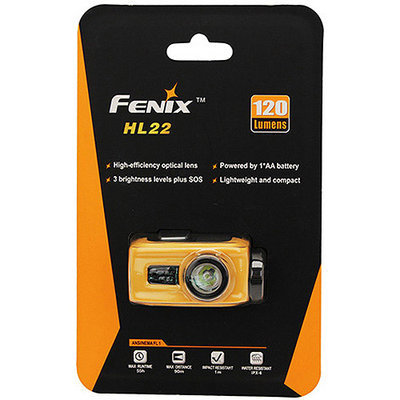 Fenix HL22 120 Lumens LED Waterproof Headlamp Torch Flashlight (Orange)