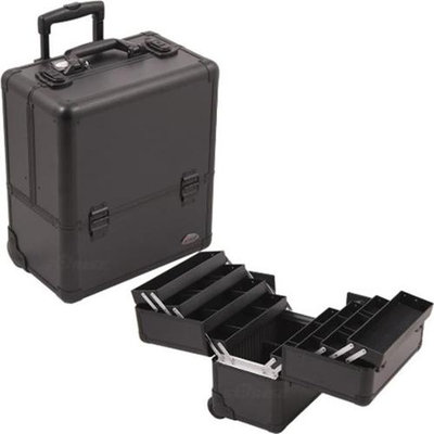 Sunrise Books Sunrise C6006PPAB Black Smooth Rolling Makeup Case