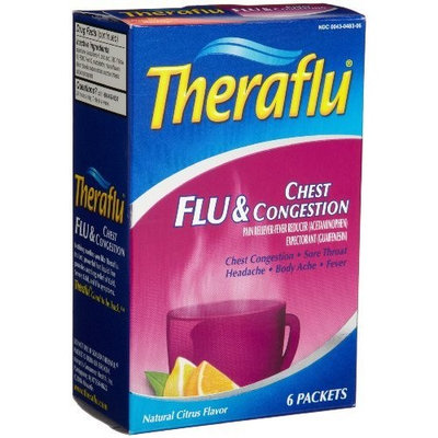 Theraflu Flu & Chest Congestion, Citrus Flavor, 6-Count Packets (Pack of 2)