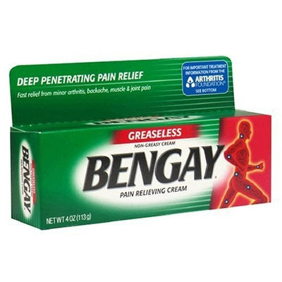 Bengay Pain Relieving Cream, Greaseless, 4-Ounce Tubes (Pack of 3)