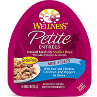 Wellness Petite Entrees Mini-Filets Roasted Chicken, Carrots & Red Pepper in Gravy Dog Food, 3 oz. Case of 24