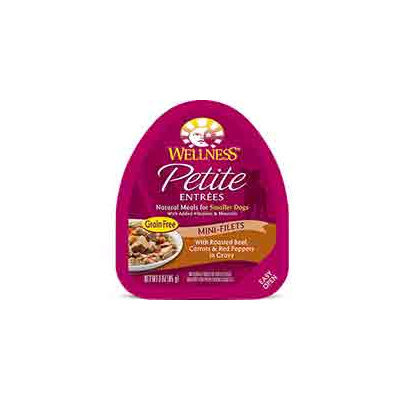Wellness Petite Entrees Mini-Filets Roasted Beef, Carrots & Red Peppers in Gravy Dog Food, 3 oz. Case of 24