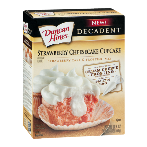Duncan Hines Decadent Strawberry Cake & Frosting Mix Strawberry Cheesecake Cupcake