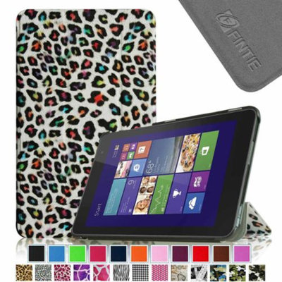 Fintie Slim Shell Leather Case for New Dell Venue 8 (2014 Version) 8-Inch Android Tablet, Leopard Rainbow