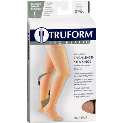 Truform Unisex 18 mmHg Closed Toe Anti-Embolism Thigh Length Stockings L