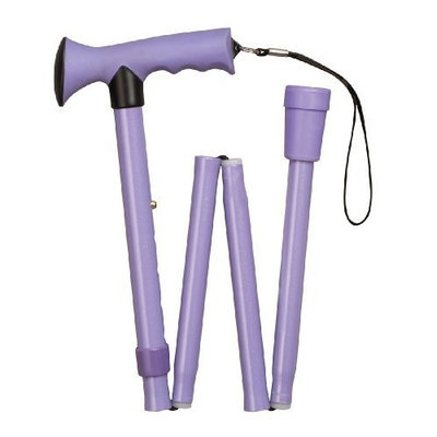 HealthSmart Colorful Comfort Grip Walking Cane with Soft Gel-like Handle, Adjustable, Folding, Lavender