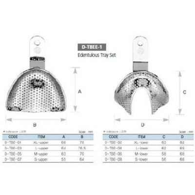 Osung TBEZ8 Dental Impression Trays, Edentulous, Ni-Brass, (Pack of 8)
