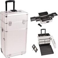 Sunrise Books Sunrise I3162DTSL Silver Dot Trolley Makeup Case