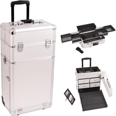 Sunrise Books Sunrise I3162DTSL Silver Dot Trolley Makeup Case