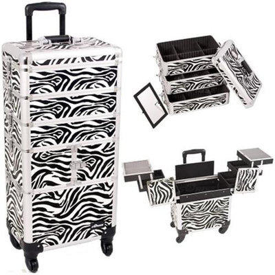 Sunrise Books Sunrise I3364ZBWH Zebra Trolley Makeup Case