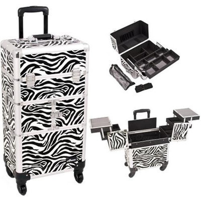 Sunrise Books Sunrise I3764ZBWH Zebra Trolley Makeup Case