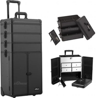 Sunrise Books Sunrise Outdoor Travel Black Smooth Trolley Makeup Case - I3365