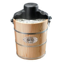 Aroma AIC-204EM 4-Quart Wood-Barrel Ice-Cream Maker, Natural Wood