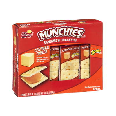 Munchies Sandwich Crackers Cheddar Cheese on Golden Toast Crackers - 8 PK
