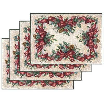 Manual Woodworkers & Weavers Inc Balsam, Berries, Bows 72-inch Table Runner