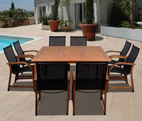Amazonia Syracuse Eucalyptus 9 Piece Square Patio Dining Set Brown