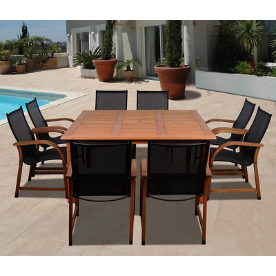 Amazonia Syracuse Eucalyptus 9 Piece Square Patio Dining Set Brown