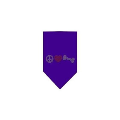 Ahi Peace Love Bone Rhinestone Bandana Purple Large