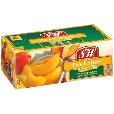 S&W® Natural Style Yellow Cling Peach Slices in Lightly Sweetened Syrup 8-15 oz. Cans