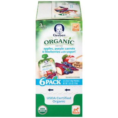 Gerber® Organic 3rd Foods® Apples, Purple Carrots & Blueberries with Yogurt Baby Food 6-4.23 oz. Pouches