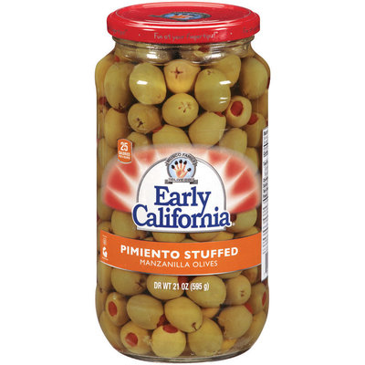 EARLY CALIFORNIA Pimiento Stuffed Manzanilla Olives 21 OZ GLASS BOTTLE