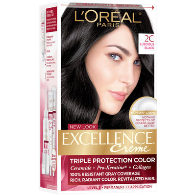 L'Oréal® Paris Excellence® Creme Triple Protection Color 2C Luscious Black Hair Color Kit Box