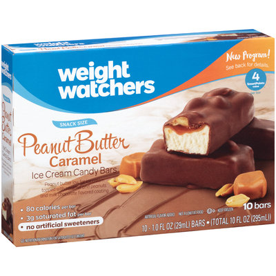 Weight Watchers Snack Size Peanut Butter Caramel Ice Cream Candy Bars 10 ct Box