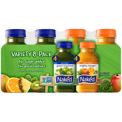 Naked® Boosted Green Machine®/Pure Fruit Mighty Mango® 100% Juice Smoothies Variety Pack 8-10 fl. oz. Bottles
