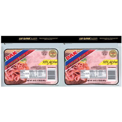 Dak Premium W/Natural Juices 98% Fat Free 40 Oz Sliced Ham 2 Pk Zip Pak