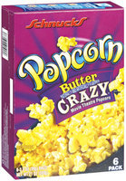 Schnucks Microwave Butter Crazy Movie Theatre Popcorn 6-3.5 Oz Bags Popcorn 21 Oz Box