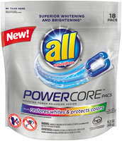 All® with Stainlifters PowerCore™ Pacs Super Concentrated Laundry Detergent 18 ct Bag