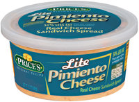 Price's Lite Pimiento Cheese Cheese Sandwich Spread 12 Oz Tub