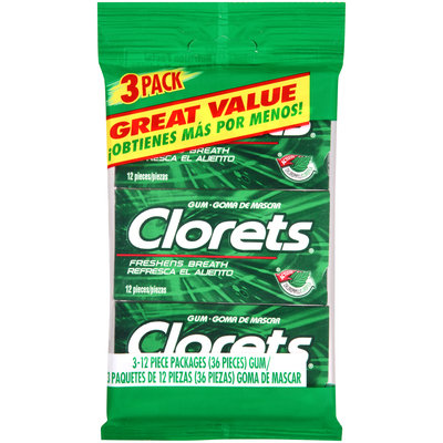Clorets® Gum 3-12 Piece Packs